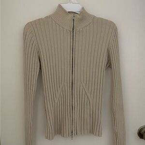 Women's Cream Ribbed Sweater
